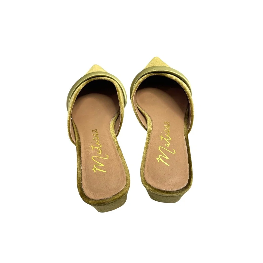 MATISSE Kellan velvet Kitten Heel Slip On Pointed Toe Mules Size 6 green chic - Picture 8 of 12
